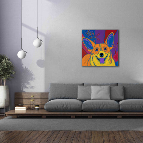 Image of 'Joyful Corgi' by Angela Bond Giclee Canvas Wall Art,37x37