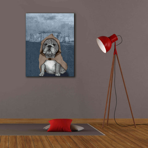 Image of 'English Bulldog with Stonehenge' by Barruf Giclee Canvas Wall Art,26x34