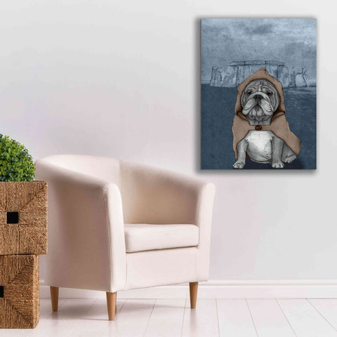 Image of 'English Bulldog with Stonehenge' by Barruf Giclee Canvas Wall Art,26x34