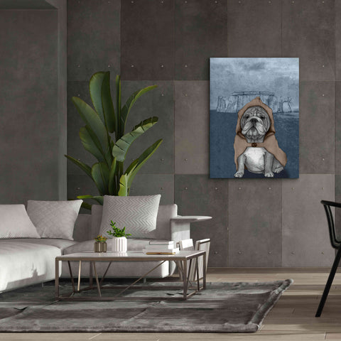 Image of 'English Bulldog with Stonehenge' by Barruf Giclee Canvas Wall Art,40x54
