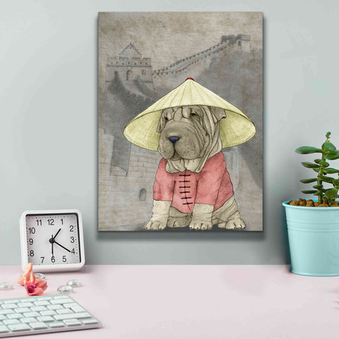 Image of 'Shar Pei with the Great Wall' by Barruf Giclee Canvas Wall Art,12x16