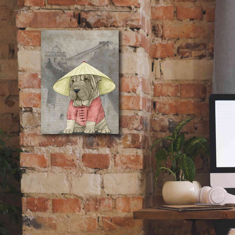 Image of 'Shar Pei with the Great Wall' by Barruf Giclee Canvas Wall Art,12x16