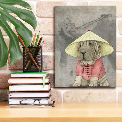 Image of 'Shar Pei with the Great Wall' by Barruf Giclee Canvas Wall Art,12x16