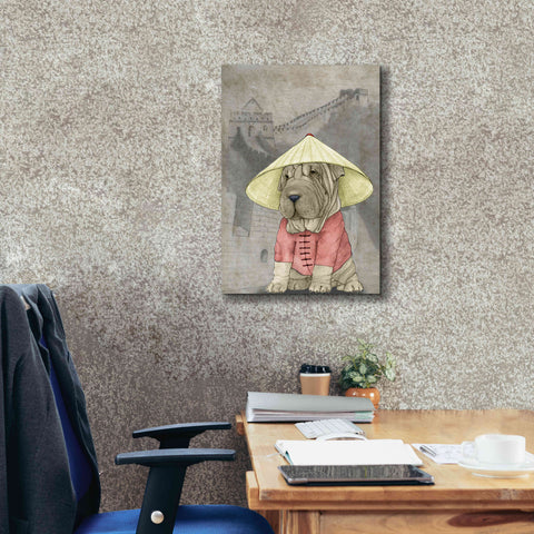 Image of 'Shar Pei with the Great Wall' by Barruf Giclee Canvas Wall Art,18x26