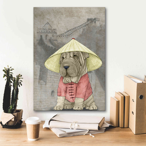Image of 'Shar Pei with the Great Wall' by Barruf Giclee Canvas Wall Art,18x26