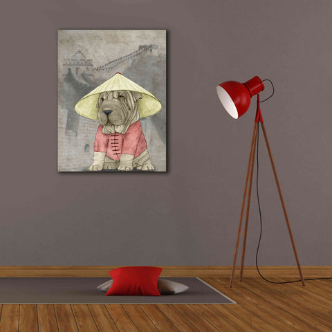 Image of 'Shar Pei with the Great Wall' by Barruf Giclee Canvas Wall Art,26x34