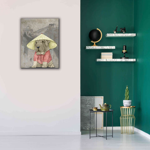 Image of 'Shar Pei with the Great Wall' by Barruf Giclee Canvas Wall Art,26x34