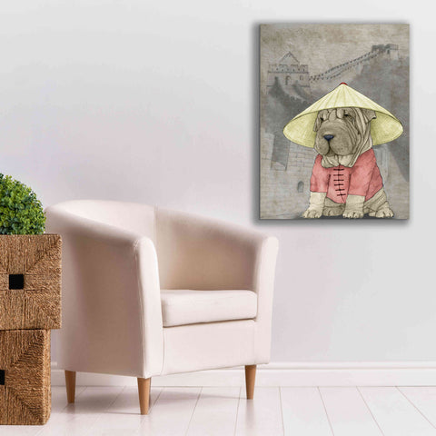 Image of 'Shar Pei with the Great Wall' by Barruf Giclee Canvas Wall Art,26x34