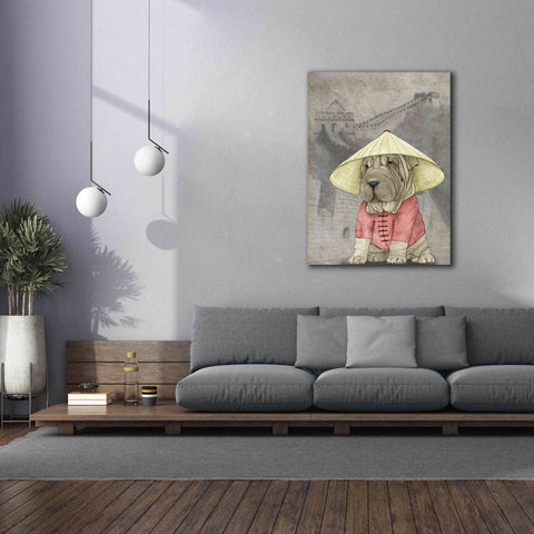 Image of 'Shar Pei with the Great Wall' by Barruf Giclee Canvas Wall Art,40x54