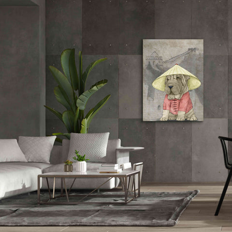 Image of 'Shar Pei with the Great Wall' by Barruf Giclee Canvas Wall Art,40x54