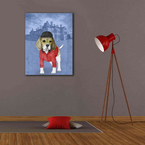 Image of 'Beagle with Beaulieu Palace' by Barruf Giclee Canvas Wall Art,26x34