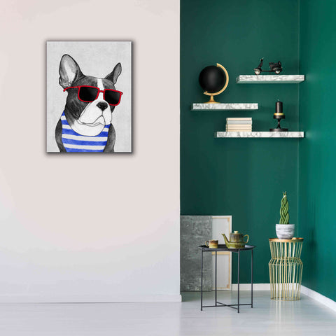 Image of 'Frenchie Summer Style' by Barruf Giclee Canvas Wall Art,26x34
