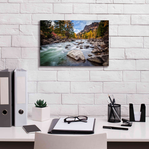 Image of 'Teton River Rush' by Michael Broom Giclee Canvas Wall Art,18x12