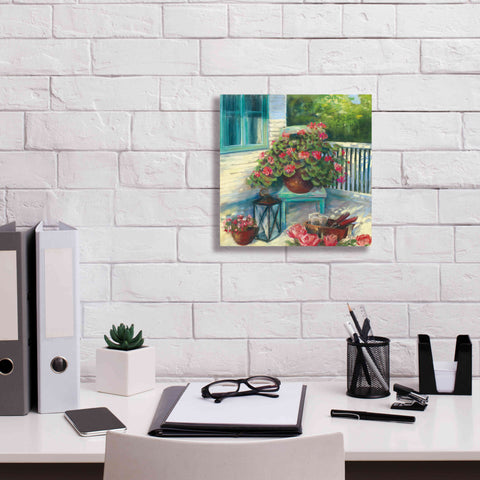 Image of 'Porch Geraniums' by Carol Rowan, Giclee Canvas Wall Art,12x12