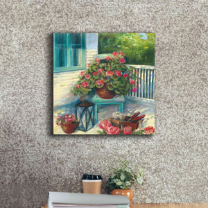 'Porch Geraniums' by Carol Rowan, Giclee Canvas Wall Art,18x18