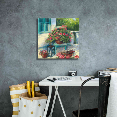 Image of 'Porch Geraniums' by Carol Rowan, Giclee Canvas Wall Art,18x18