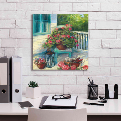 Image of 'Porch Geraniums' by Carol Rowan, Giclee Canvas Wall Art,18x18