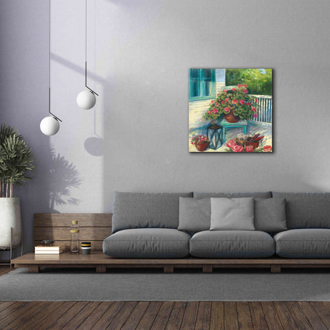 Image of 'Porch Geraniums' by Carol Rowan, Giclee Canvas Wall Art,37x37