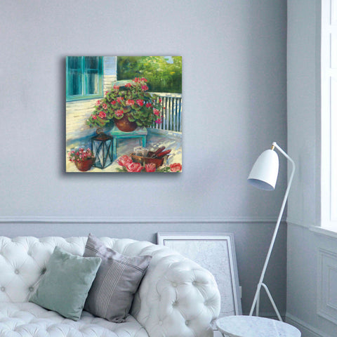Image of 'Porch Geraniums' by Carol Rowan, Giclee Canvas Wall Art,37x37