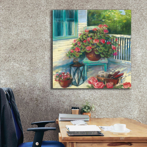 Image of 'Porch Geraniums' by Carol Rowan, Giclee Canvas Wall Art,37x37