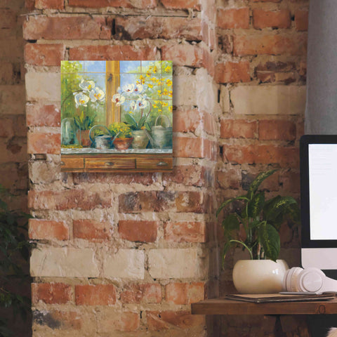 Image of 'Gardeners Table Orchids' by Carol Rowan, Giclee Canvas Wall Art,12x12