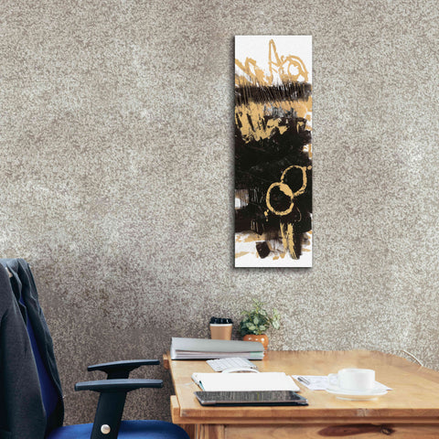 Image of 'Gold And Black Abstract Panel II' by Mike Schick, Giclee Canvas Wall Art,12x36