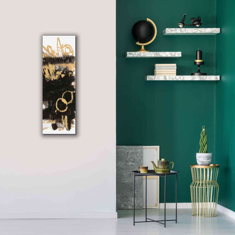 Image of 'Gold And Black Abstract Panel II' by Mike Schick, Giclee Canvas Wall Art,12x36