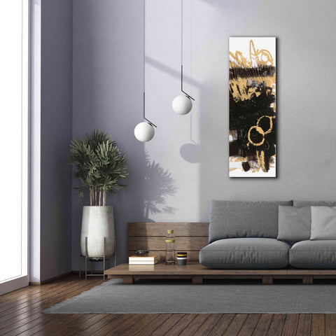 Image of 'Gold And Black Abstract Panel II' by Mike Schick, Giclee Canvas Wall Art,20x60
