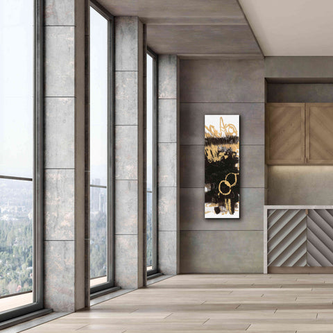 Image of 'Gold And Black Abstract Panel II' by Mike Schick, Giclee Canvas Wall Art,20x60