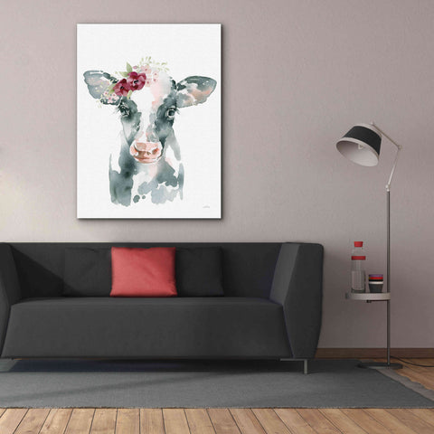 Image of 'Floral Cow' by Katrina Pete, Giclee Canvas Wall Art,40x54