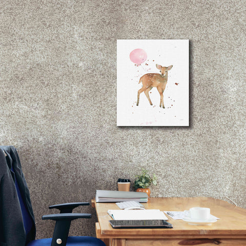 Image of 'Festive Fawn Pink Balloon' by Katrina Pete, Giclee Canvas Wall Art,20x24
