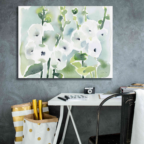 Image of 'White Hollyhocks' by Katrina Pete, Giclee Canvas Wall Art,34x26