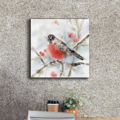 Image of 'Winter Robin' by Katrina Pete, Giclee Canvas Wall Art,18x18
