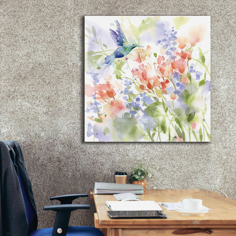 Image of 'Hummingbird Meadow' by Katrina Pete, Giclee Canvas Wall Art,37x37