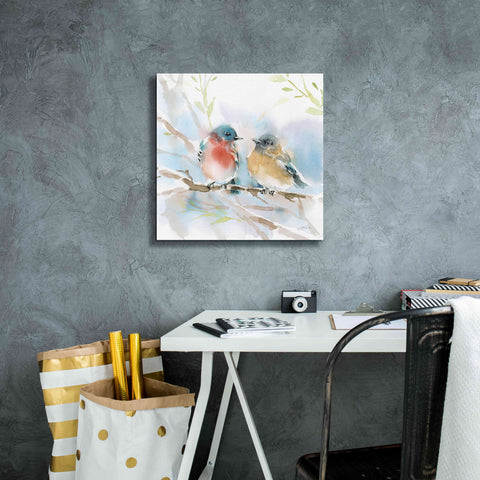 Image of 'Bluebird Pair in Spring' by Katrina Pete, Giclee Canvas Wall Art,18x18