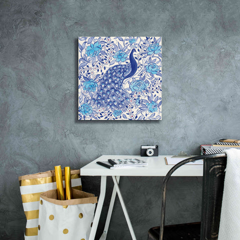 Image of 'Peacock Garden III' by Miranda Thomas, Giclee Canvas Wall Art,18x18