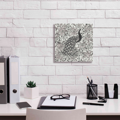 Image of 'Peacock Garden III BW' by Miranda Thomas, Giclee Canvas Wall Art,12x12