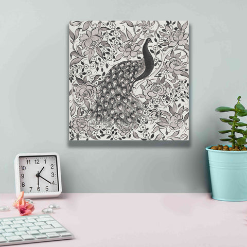 Image of 'Peacock Garden III BW' by Miranda Thomas, Giclee Canvas Wall Art,12x12