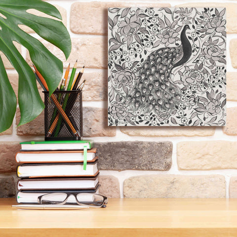Image of 'Peacock Garden III BW' by Miranda Thomas, Giclee Canvas Wall Art,12x12