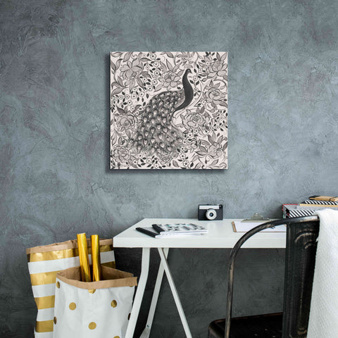 Image of 'Peacock Garden III BW' by Miranda Thomas, Giclee Canvas Wall Art,18x18