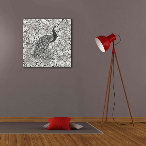 Image of 'Peacock Garden III BW' by Miranda Thomas, Giclee Canvas Wall Art,26x26