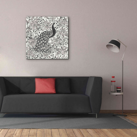 Image of 'Peacock Garden III BW' by Miranda Thomas, Giclee Canvas Wall Art,37x37