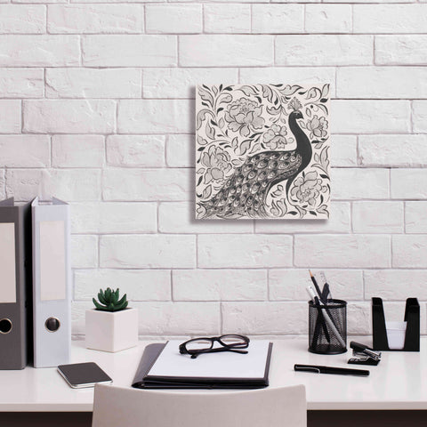 Image of 'Peacock Garden IV BW' by Miranda Thomas, Giclee Canvas Wall Art,12x12