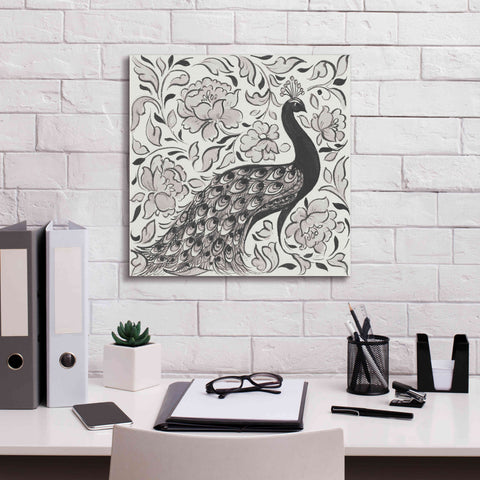 Image of 'Peacock Garden IV BW' by Miranda Thomas, Giclee Canvas Wall Art,18x18