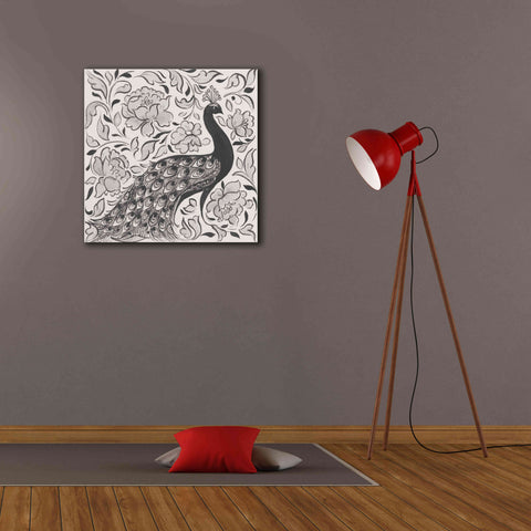 Image of 'Peacock Garden IV BW' by Miranda Thomas, Giclee Canvas Wall Art,26x26