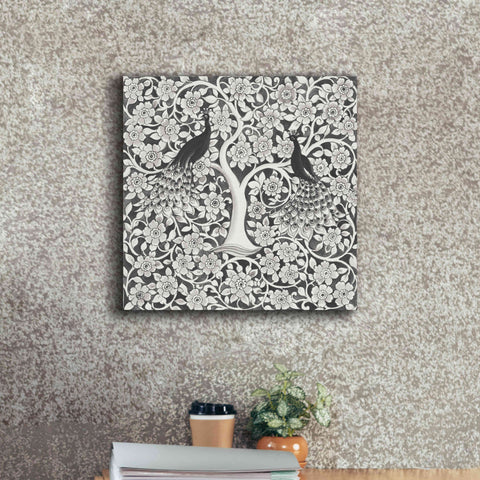 Image of 'Peacock Garden VII BW' by Miranda Thomas, Giclee Canvas Wall Art,18x18