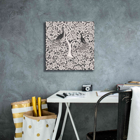 Image of 'Peacock Garden VII BW' by Miranda Thomas, Giclee Canvas Wall Art,18x18