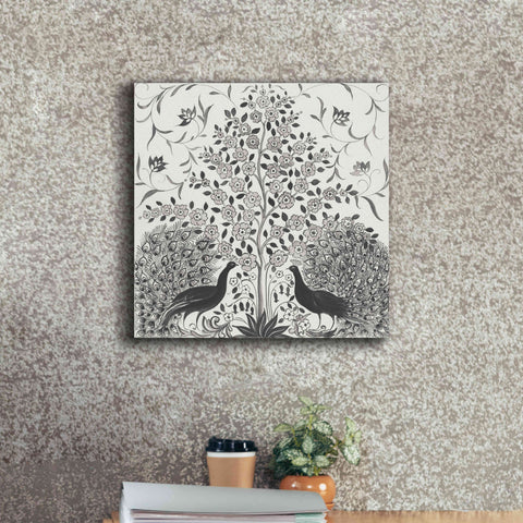 Image of 'Peacock Garden VIII BW' by Miranda Thomas, Giclee Canvas Wall Art,18x18
