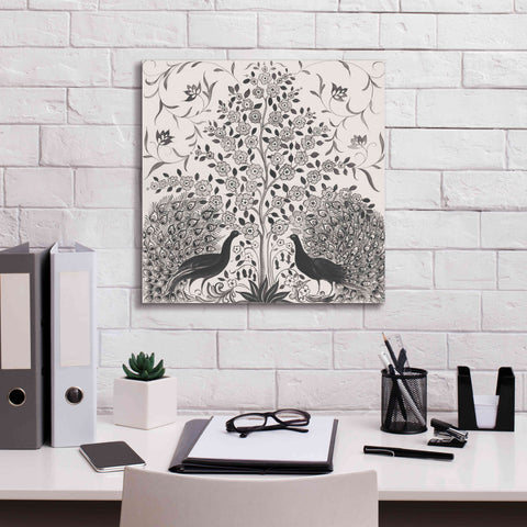 Image of 'Peacock Garden VIII BW' by Miranda Thomas, Giclee Canvas Wall Art,18x18