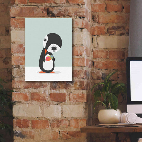 Image of 'Pingu Loves Ice Cream' by Volkan Dalyan, Giclee Canvas Wall Art,12x16